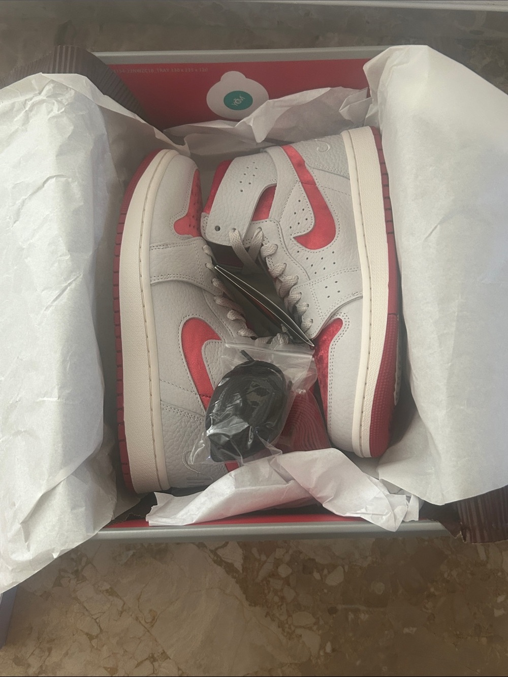 BNIB Nike Jordan BNIB Gray Shoe Box with red  Logo Accent Womens 8.5